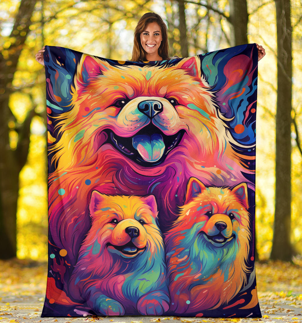 Chow Chow Blanket, Trippy Psychedelics Chow Chow Fleece Blanket, Chow Chow Throw Blanket, Chow Chow Gifts