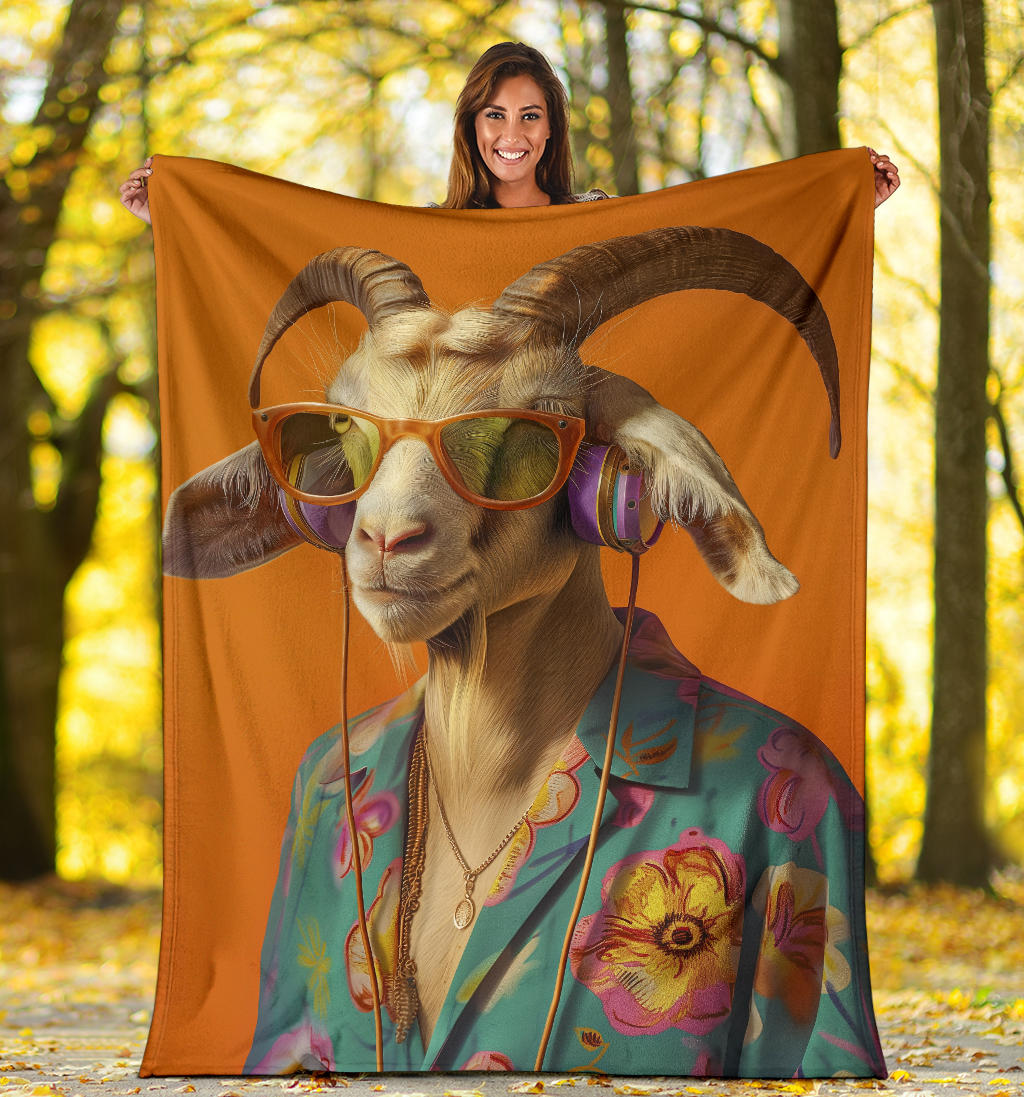 Goat Blanket, Trippy Psychedelics Goat Fleece Blanket, Goat Throw Blanket, Goat Gifts