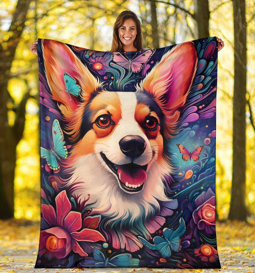 Pembroke Welsh Corgi Blanket, Trippy Psychedelics Pembroke Welsh Corgi Fleece Blanket, Pembroke Welsh Corgi Throw Blanket, Pembroke Welsh Corgi Gifts