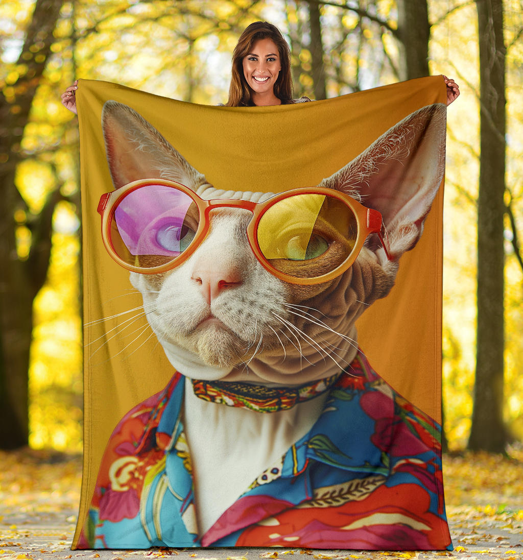 Devon Rex cat Blanket, Trippy Psychedelics Devon Rex cat Fleece Blanket, Devon Rex cat Throw Blanket, Devon Rex cat Gifts