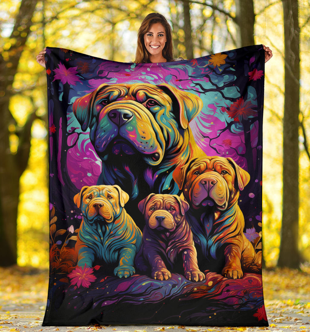 Chinese Shar-Pei Blanket, Trippy Psychedelics Chinese Shar-Pei Fleece Blanket, Chinese Shar-Pei Throw Blanket, Chinese Shar-Pei Gifts