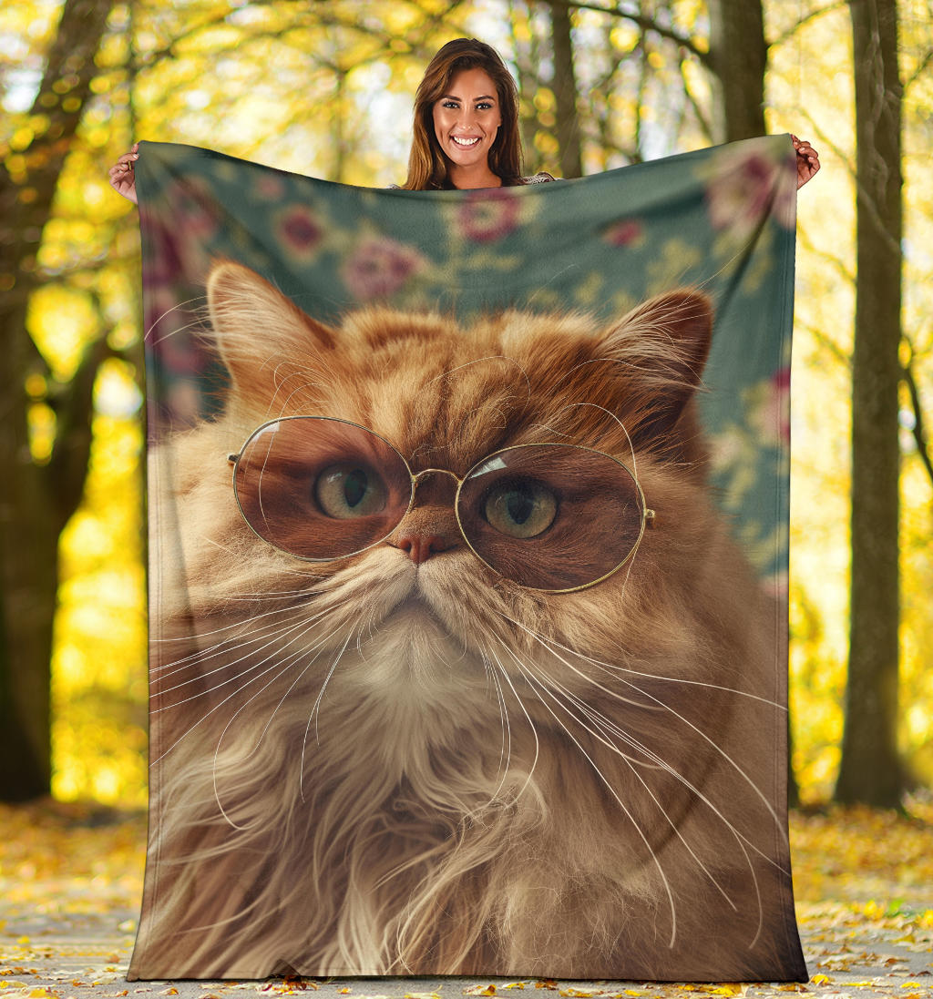 Persian Cat Blanket, Trippy Psychedelics Persian Cat Fleece Blanket, Persian Cat Throw Blanket, Persian Cat Gifts