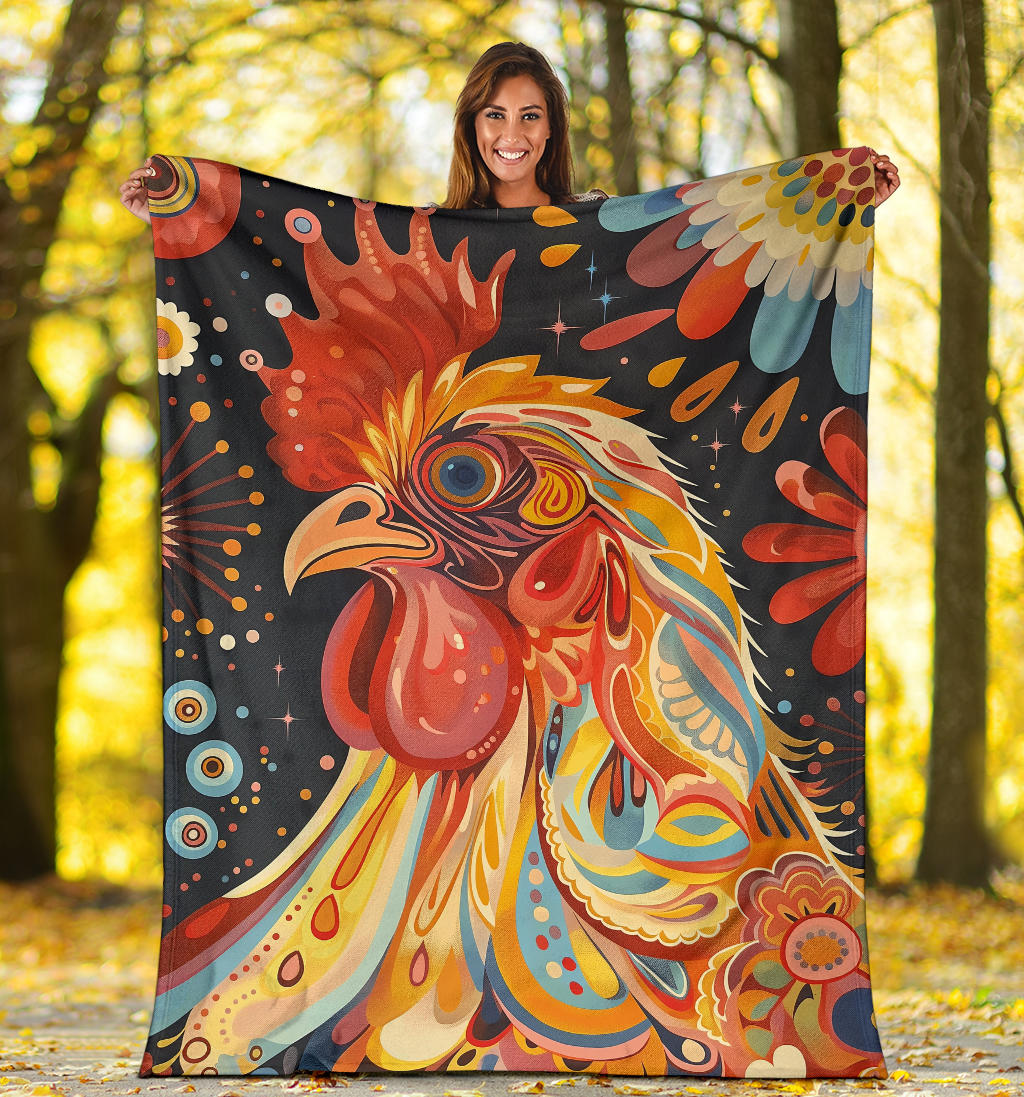 Chicken Blanket, Trippy Psychedelics Chicken Fleece Blanket, Chicken Throw Blanket, Chicken Gifts