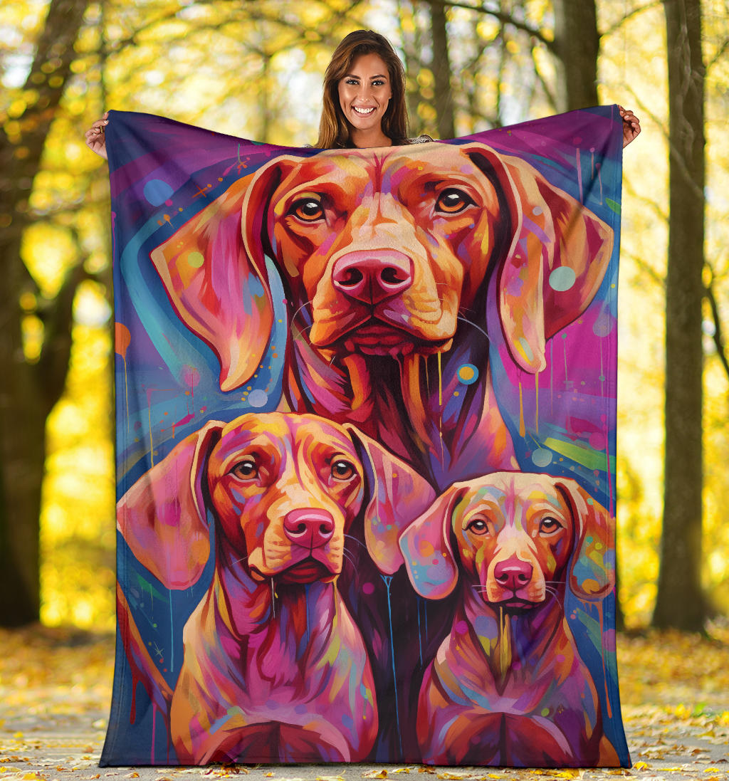 Vizsla Blanket, Trippy Psychedelics Vizsla Fleece Blanket, Vizsla Throw Blanket, Vizsla Gifts