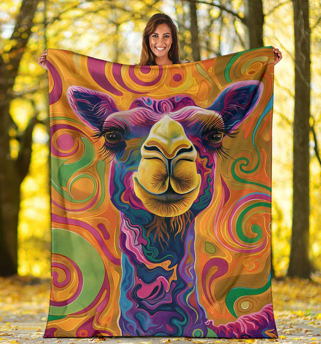 Camel Blanket, Trippy Psychedelics Camel Fleece Blanket, Camel Throw Blanket, Camel Gifts