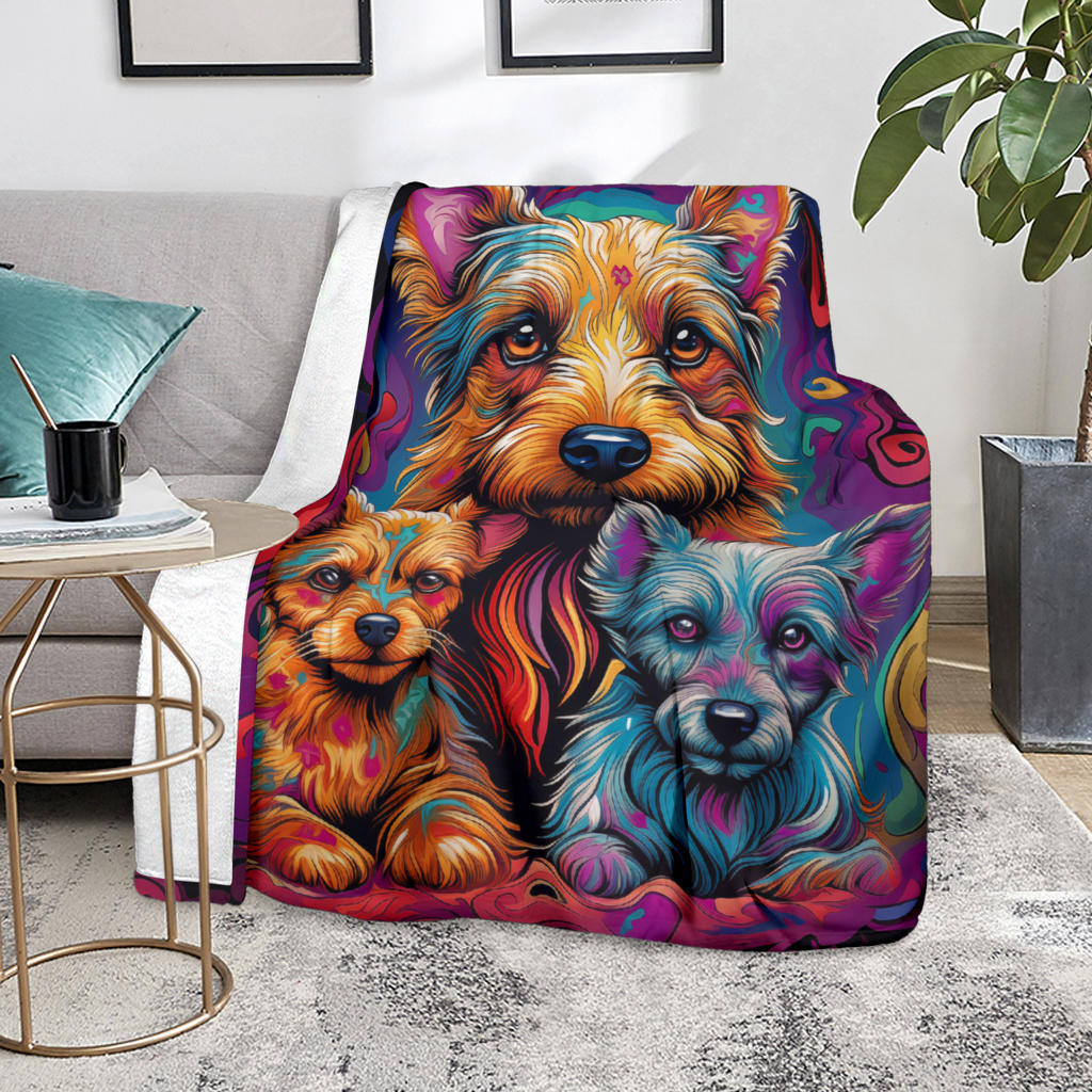 Australian Terrier Blanket, Trippy Psychedelics Australian Terrier Fleece Blanket, Australian Terrier Throw Blanket, Australian Terrier Gifts