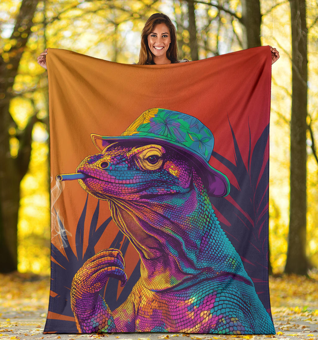 Komodo Dragon Blanket, Trippy Psychedelics Komodo Dragon Fleece Blanket, Komodo Dragon Throw Blanket, Komodo Dragon Gifts