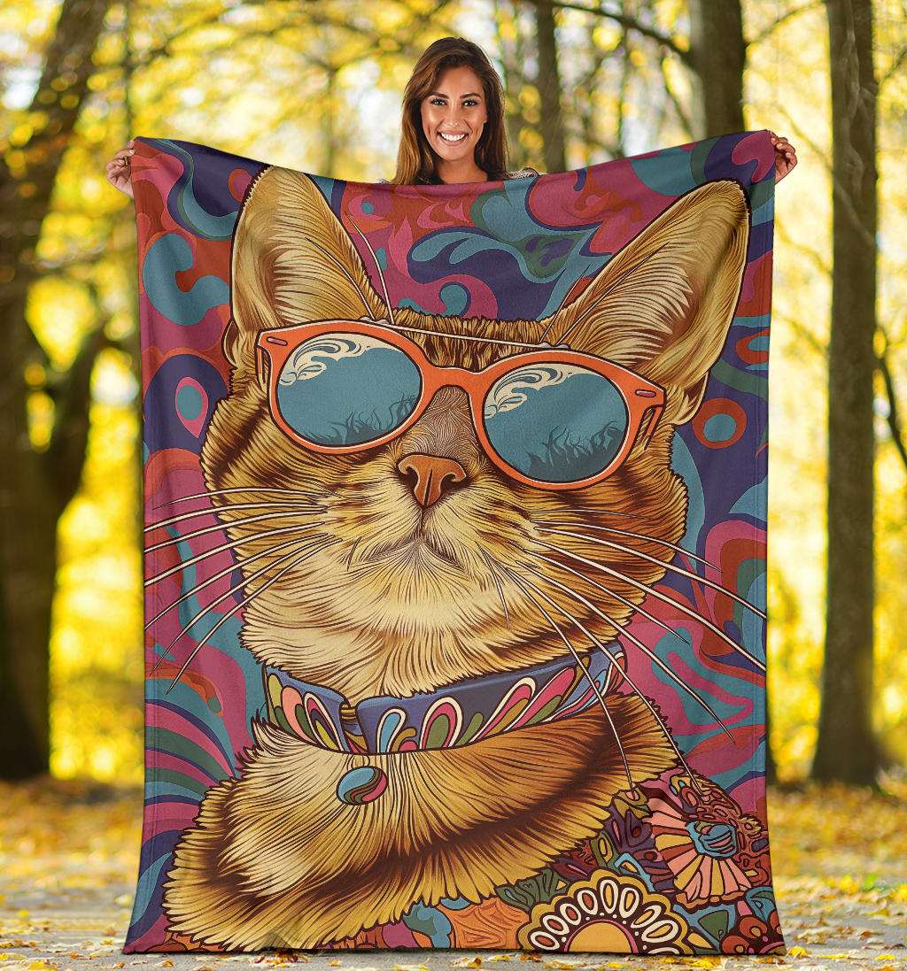 Ocicat Cat Blanket, Trippy Psychedelics Ocicat Cat Fleece Blanket, Ocicat Cat Throw Blanket, Ocicat Cat Gifts