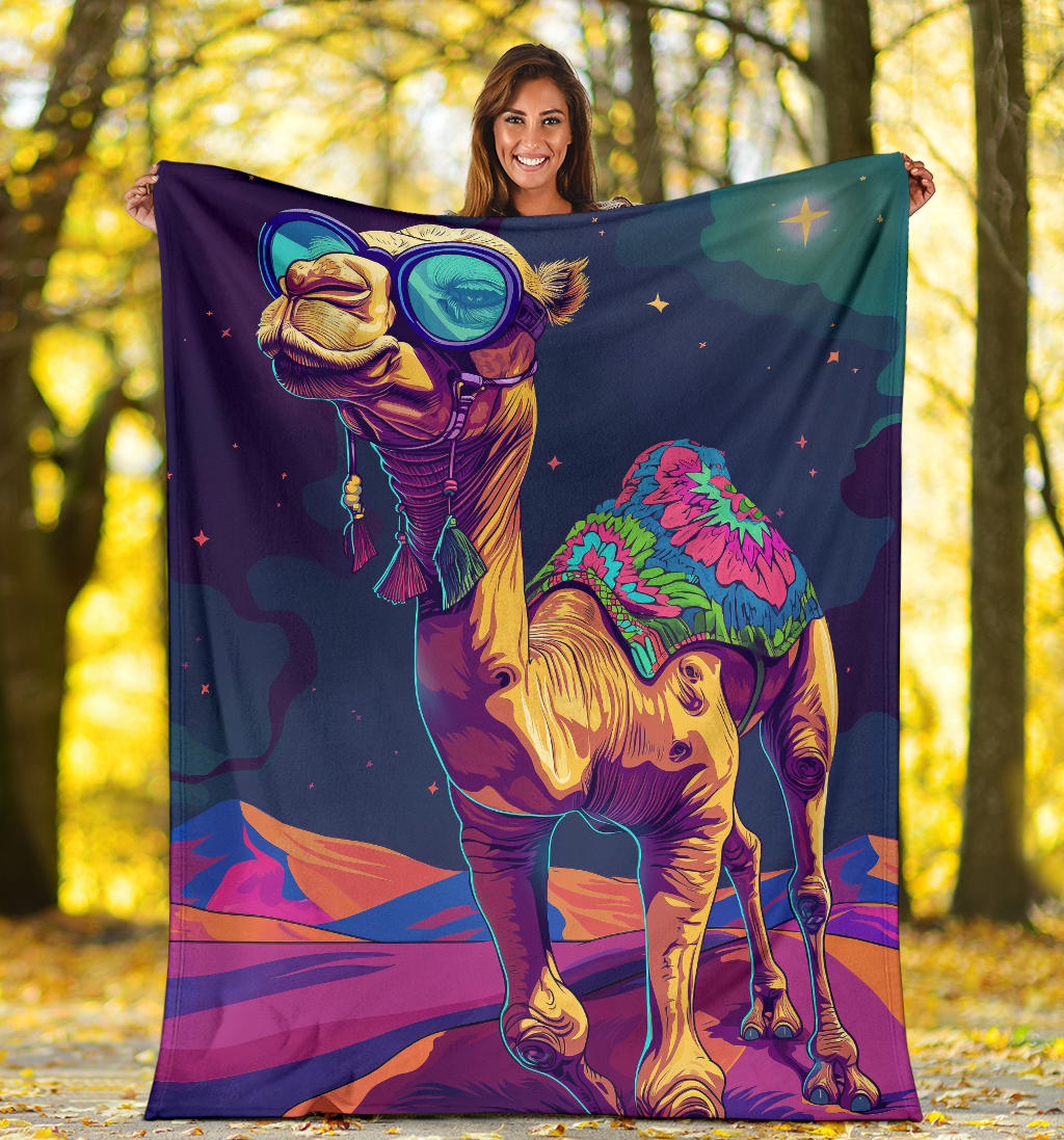 Camel Blanket, Trippy Psychedelics Camel Fleece Blanket, Camel Throw Blanket, Camel Gifts