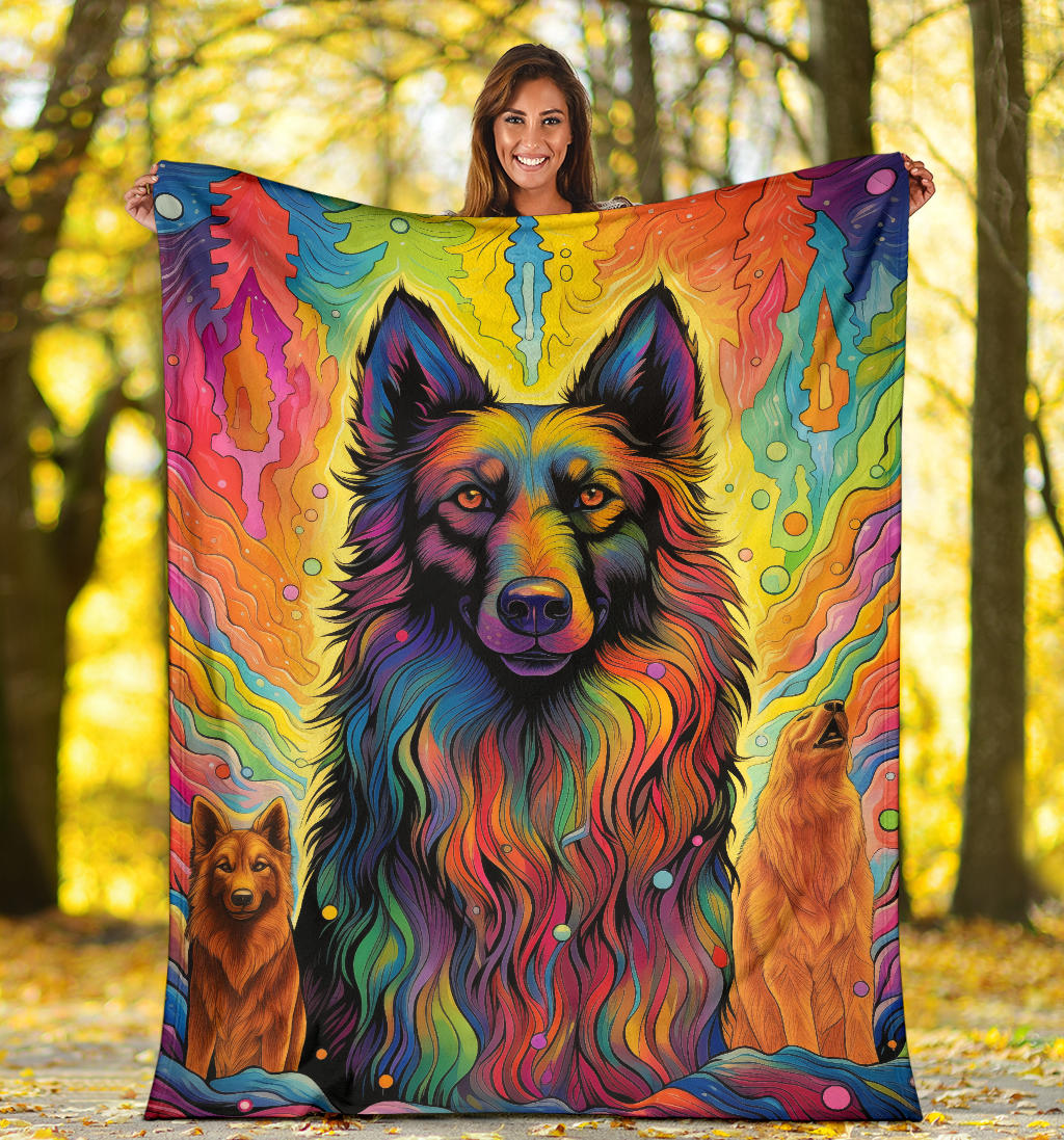 Belgian Tervuren Blanket, Trippy Psychedelics Belgian Tervuren Fleece Blanket, Belgian Tervuren Throw Blanket, Belgian Tervuren Gifts