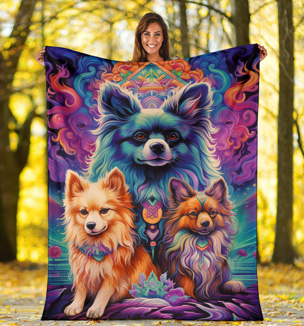 Tibetan Spaniel Blanket, Trippy Psychedelics Tibetan Spaniel Fleece Blanket, Tibetan Spaniel Throw Blanket, Tibetan Spaniel Gifts