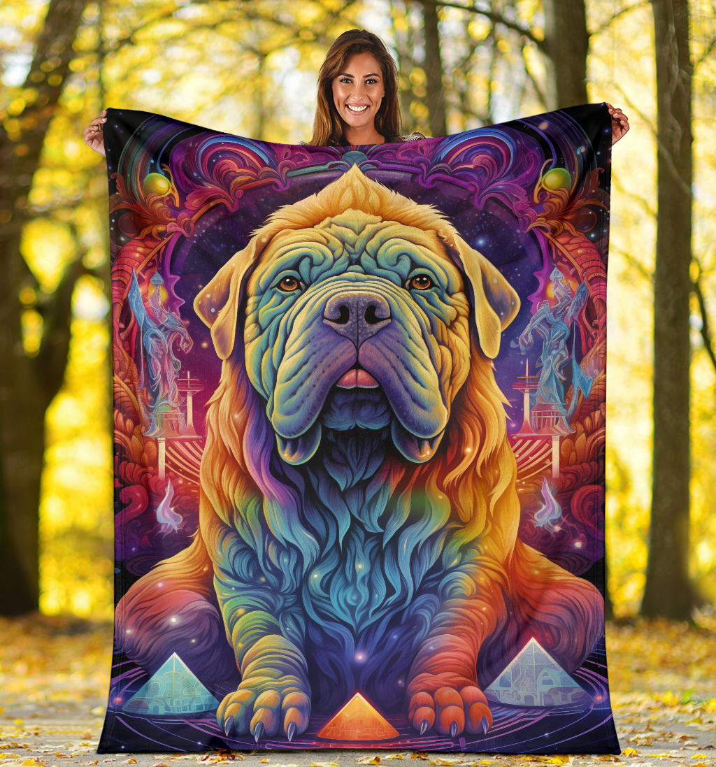 Chinese Shar-Pei Blanket, Trippy Psychedelics Chinese Shar-Pei Fleece Blanket, Chinese Shar-Pei Throw Blanket, Chinese Shar-Pei Gifts