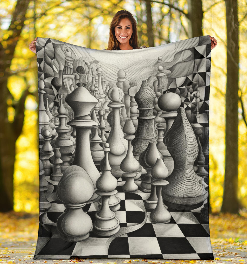 Chess Blanket, Chess Fleece Blanket, Chess Gifts, Chess Neuveau art, Chess Custom Name, Chess Throw Blanket