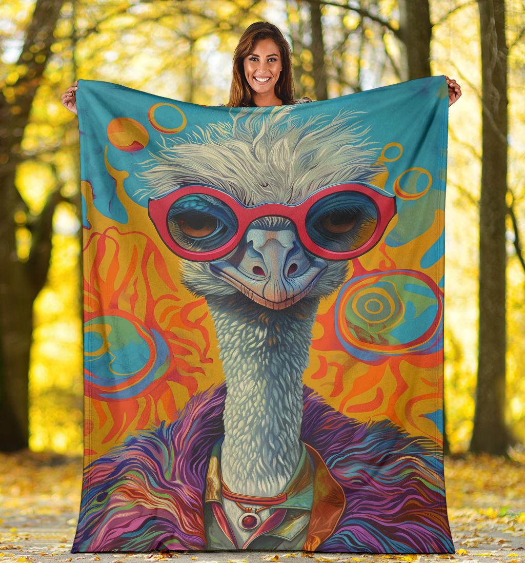 Emu Blanket, Trippy Psychedelics Emu Fleece Blanket, Emu Throw Blanket, Emu Gifts