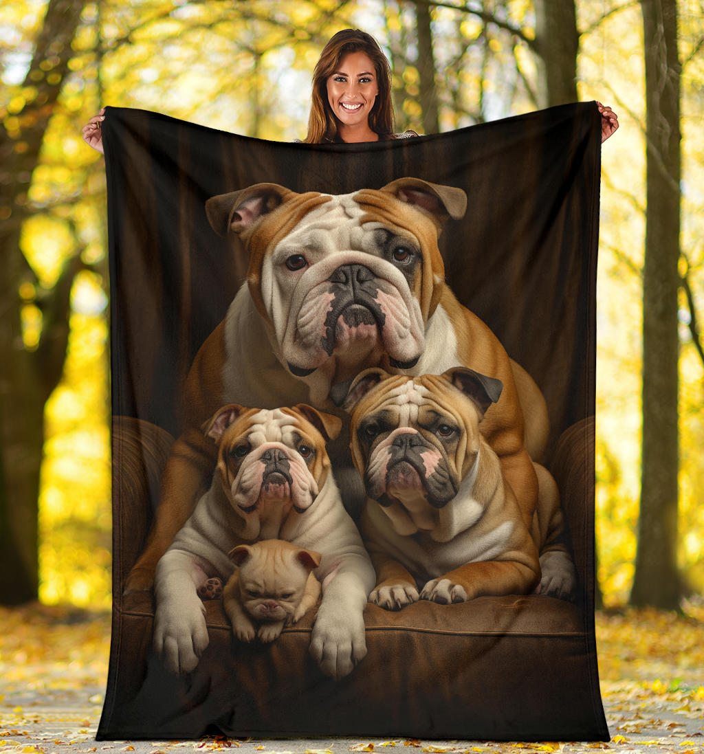 Bulldog Family Blanket, Bulldog Gifts, Bulldog Blanket, Bulldog Throw Blanket