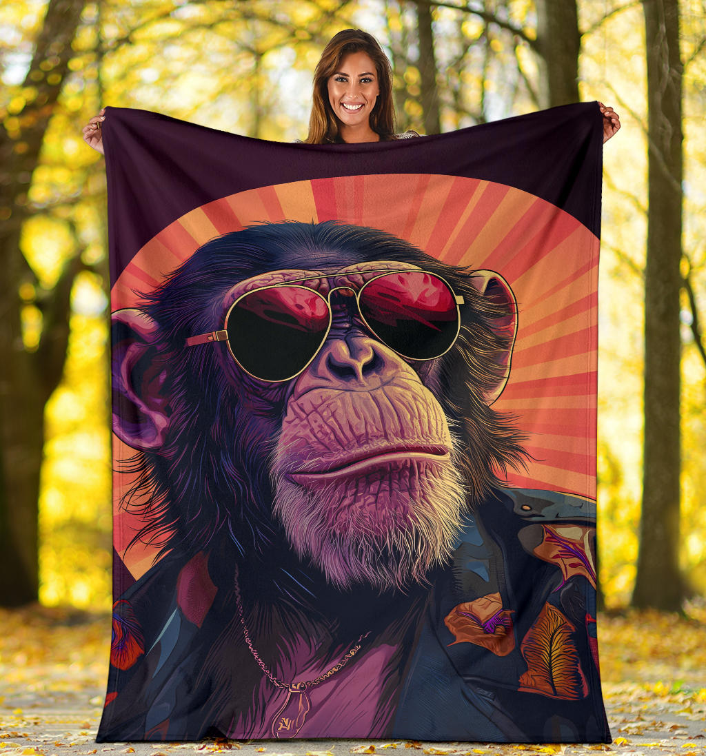 Monkey Blanket, Trippy Psychedelics Monkey Fleece Blanket, Monkey Throw Blanket, Monkey Gifts