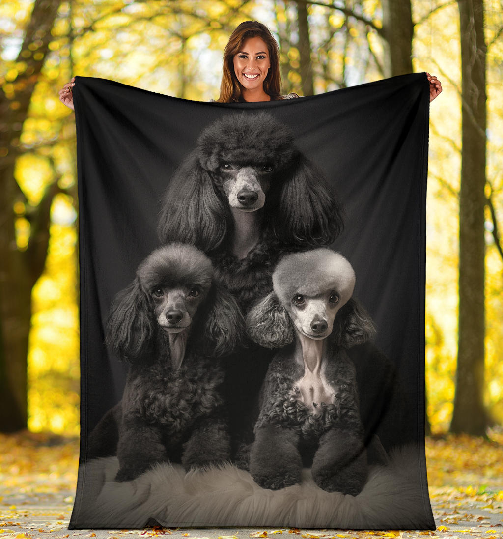 Poodle Family Blanket, Poodle Gifts, Poodle Fleece Blanket, Poodle Throw Blanket