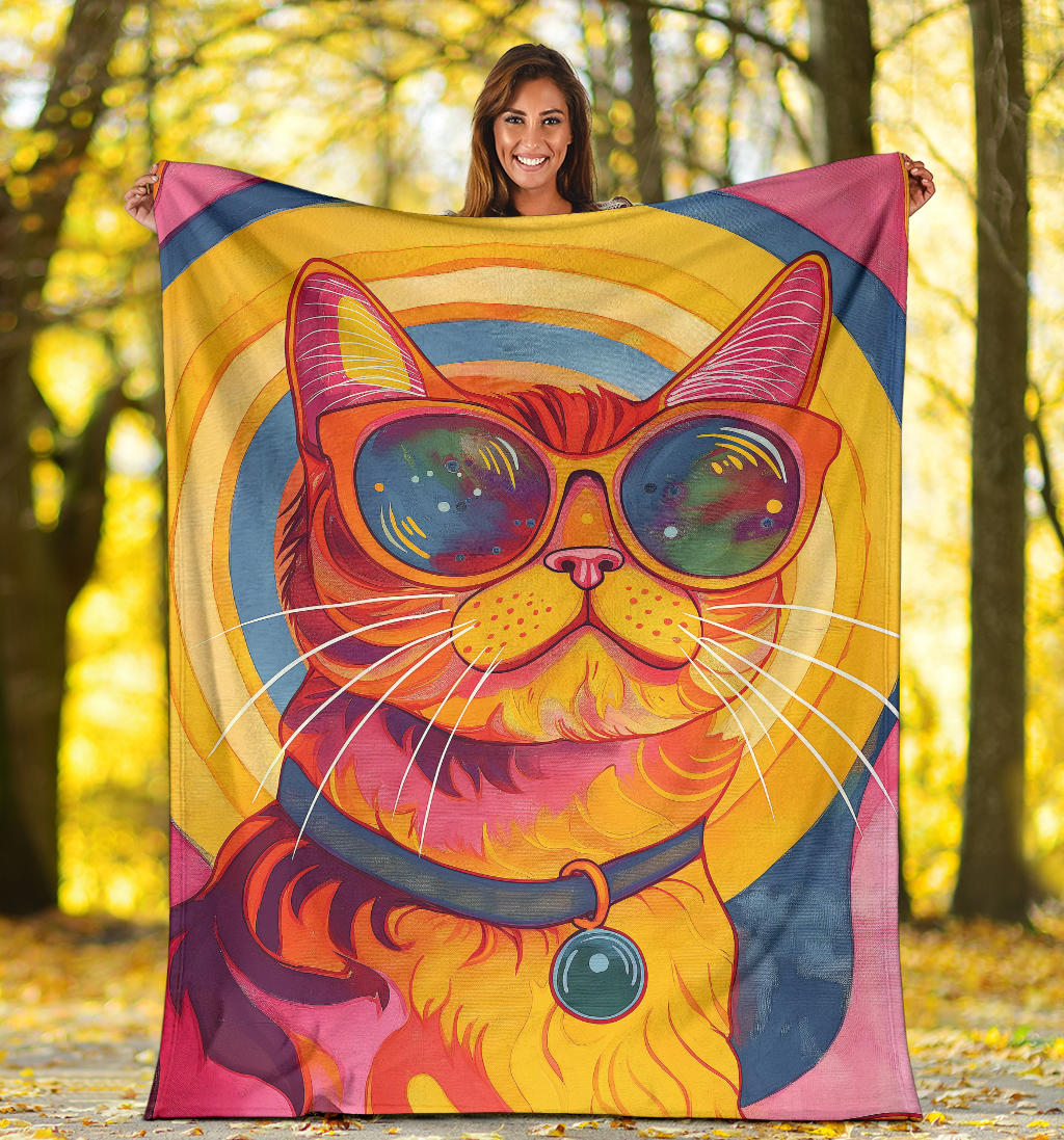 Munchkin cat Blanket, Trippy Psychedelics Munchkin cat Fleece Blanket, Munchkin cat Throw Blanket, Munchkin cat Gifts