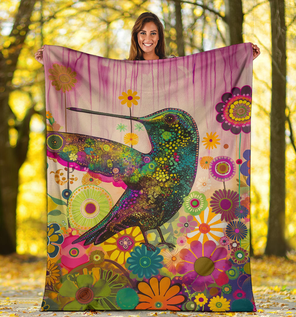 Hummingbird Blanket, Trippy Psychedelics Hummingbird Fleece Blanket, Hummingbird Throw Blanket, Hummingbird Gifts