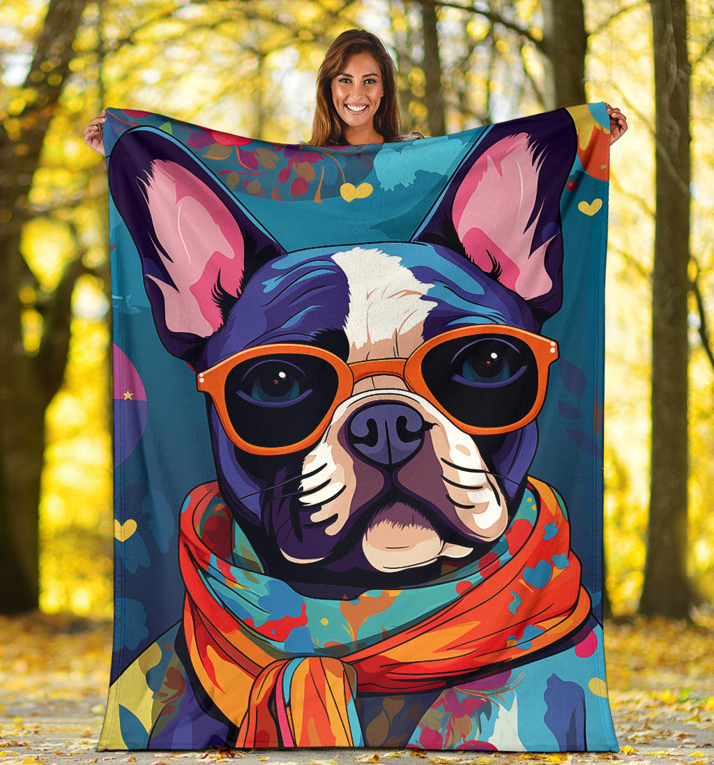 French Bulldog Blanket, Trippy Psychedelics French Bulldog Fleece Blanket, French Bulldog Throw Blanket, French Bulldog Gifts