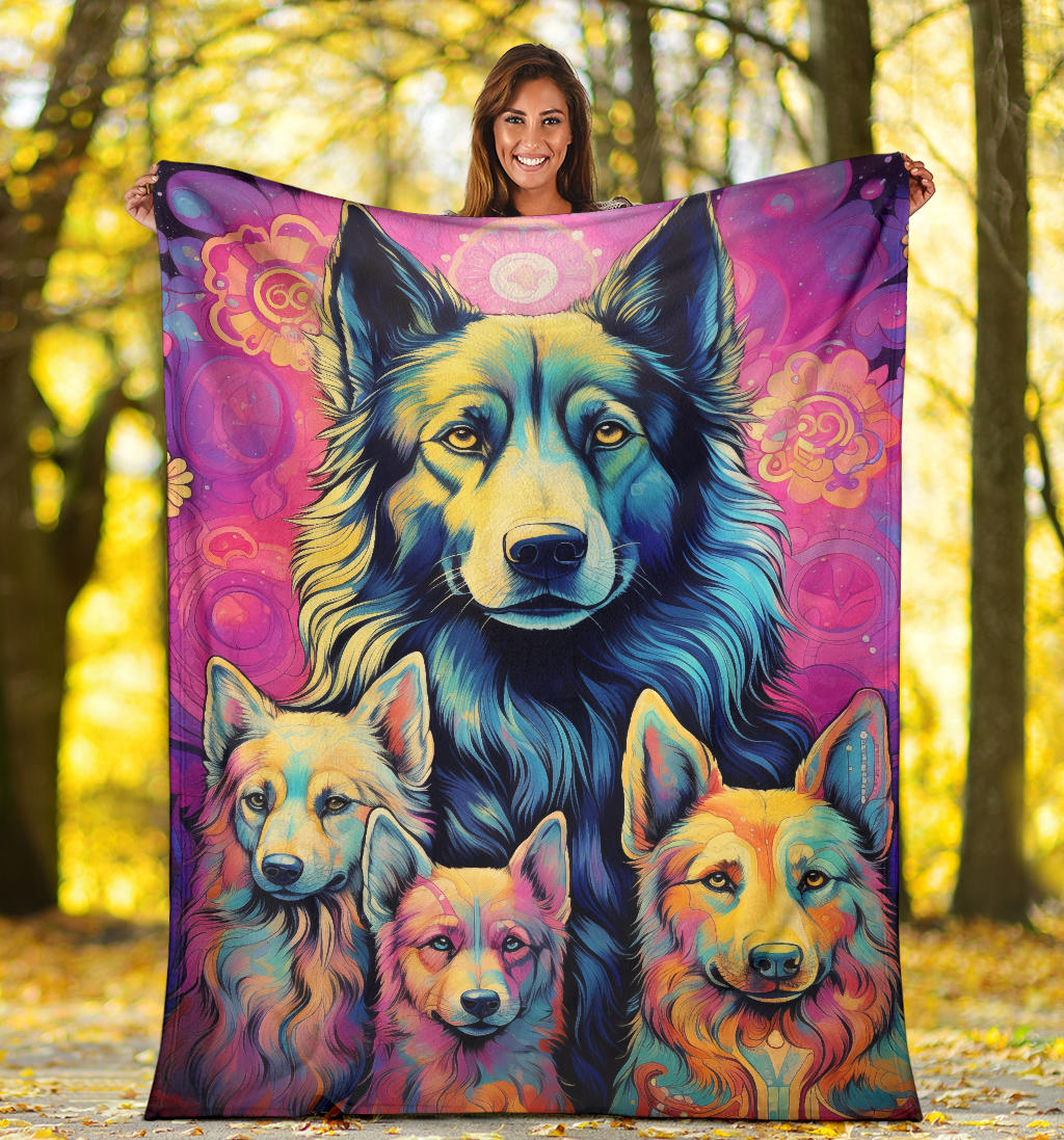 Belgian Tervuren Blanket, Trippy Psychedelics Belgian Tervuren Fleece Blanket, Belgian Tervuren Throw Blanket, Belgian Tervuren Gifts