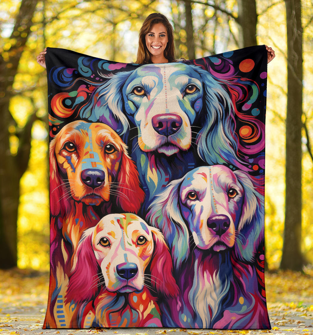 English Setter Blanket, Trippy Psychedelics English Setter Fleece Blanket, English Setter Throw Blanket, English Setter Gifts