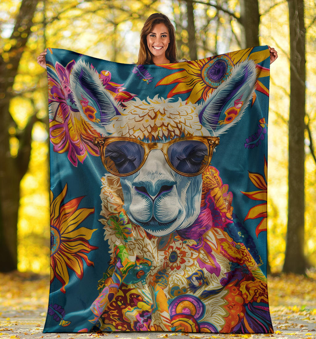 Lama Blanket, Trippy Psychedelics Lama Fleece Blanket, Lama Throw Blanket, Lama Gifts