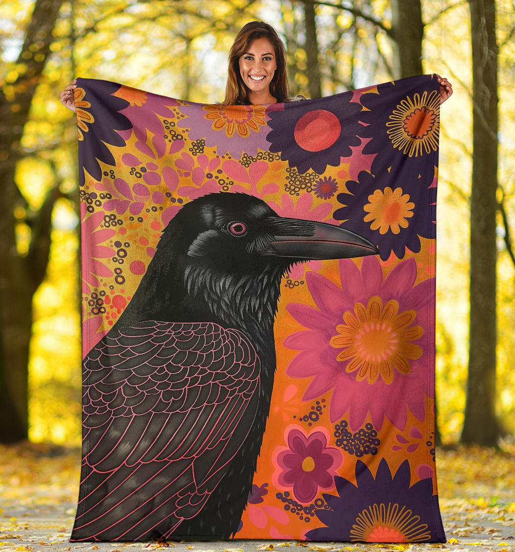 Crow bird Blanket, Trippy Psychedelics Crow bird Fleece Blanket, Crow bird Throw Blanket, Crow bird Gifts