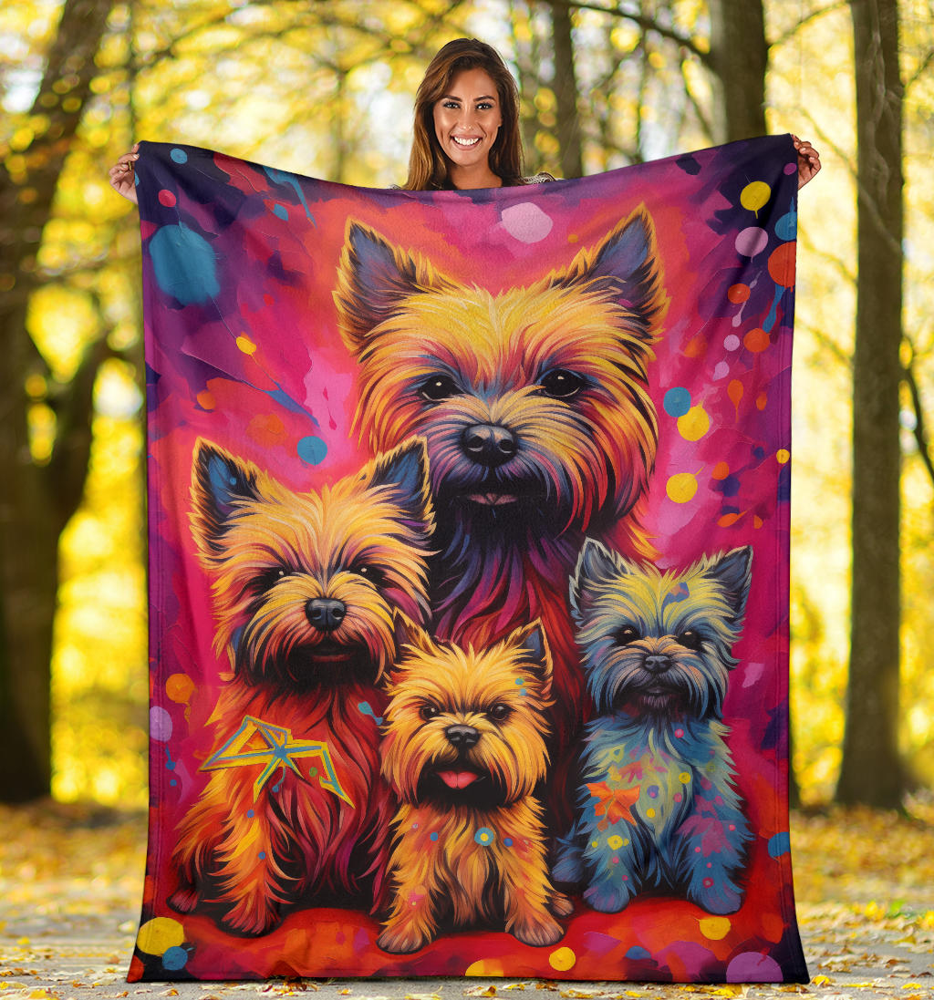 Cairn Terrier Blanket, Trippy Psychedelics Cairn Terrier Fleece Blanket, Cairn Terrier Throw Blanket, Cairn Terrier Gifts