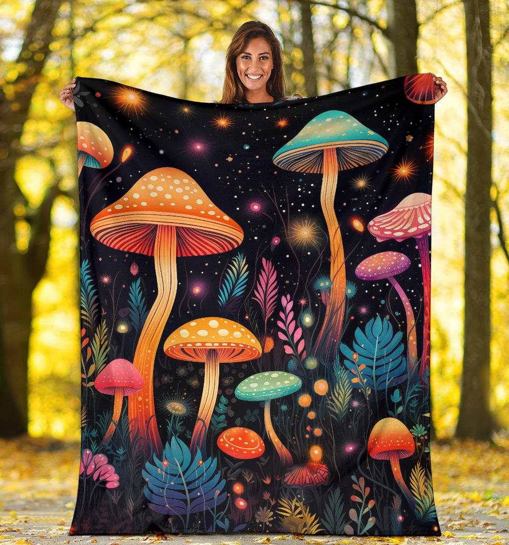 Magic Mushrooms Blanket, Trippy Psychedelics Stars Blanket, Hippie Gifts, Flower Fild Blanket, Festival Blanket, Rave Blanket, Festival Gifts