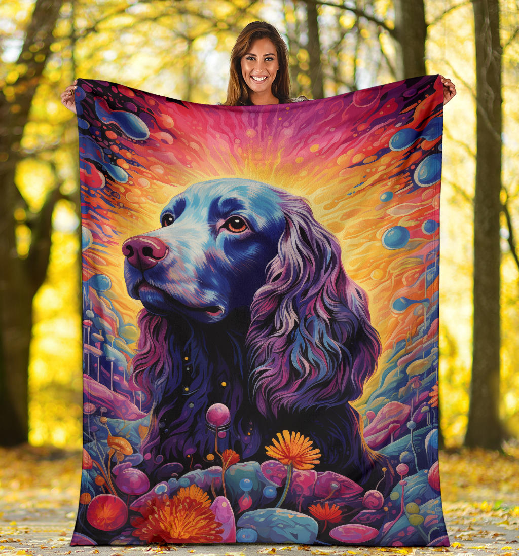 American Water Spaniel Blanket, Trippy Psychedelics American Water Spaniel Fleece Blanket, American Water Spaniel Throw Blanket, American Water Spaniel Gifts