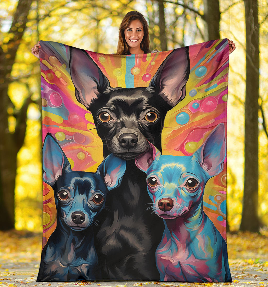 American Hairless Terrier Blanket, Trippy Psychedelics American Hairless Terrier Fleece Blanket, American Hairless Terrier Throw Blanket, American Hairless Terrier Gifts