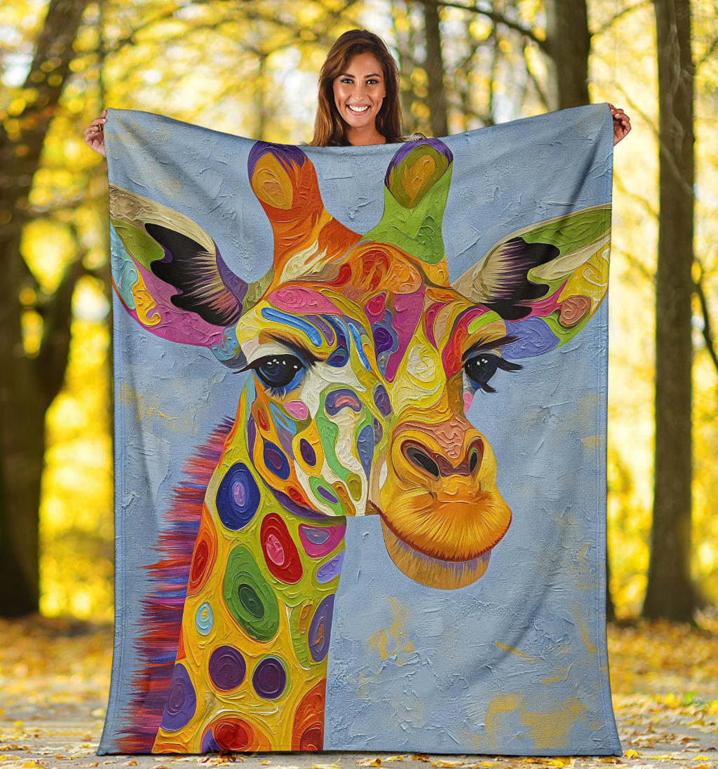 Giraffe Blanket, Trippy Psychedelics Giraffe Fleece Blanket, Giraffe Throw Blanket, Giraffe Gifts