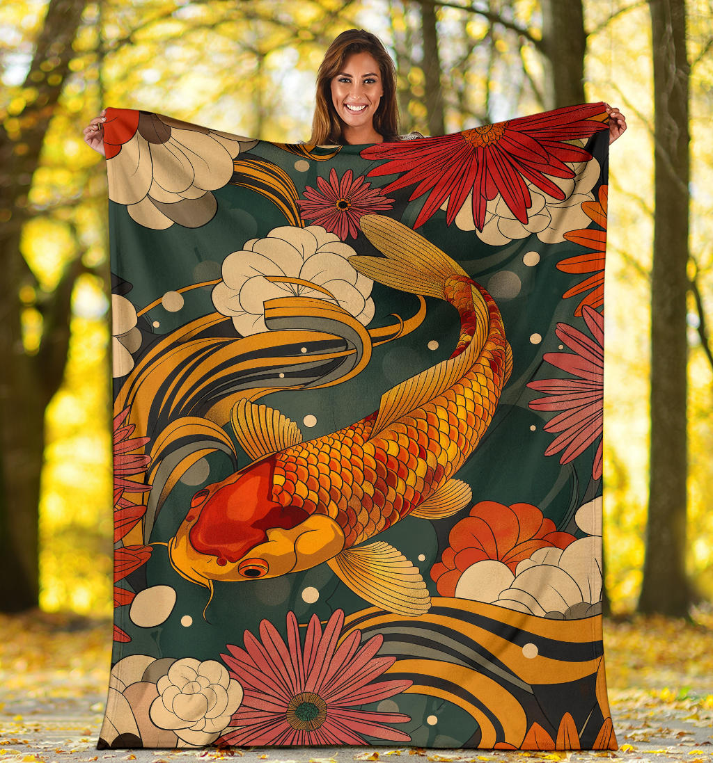 Carp Blanket, Trippy Psychedelics Carp Fleece Blanket, Carp Throw Blanket, Carp Gifts