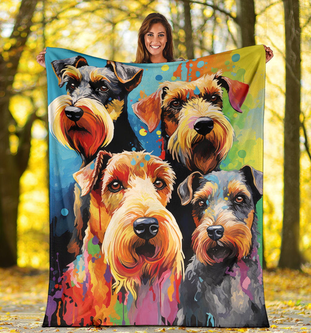 Welsh Terrier Blanket, Trippy Psychedelics Welsh Terrier Fleece Blanket, Welsh Terrier Throw Blanket, Welsh Terrier Gifts