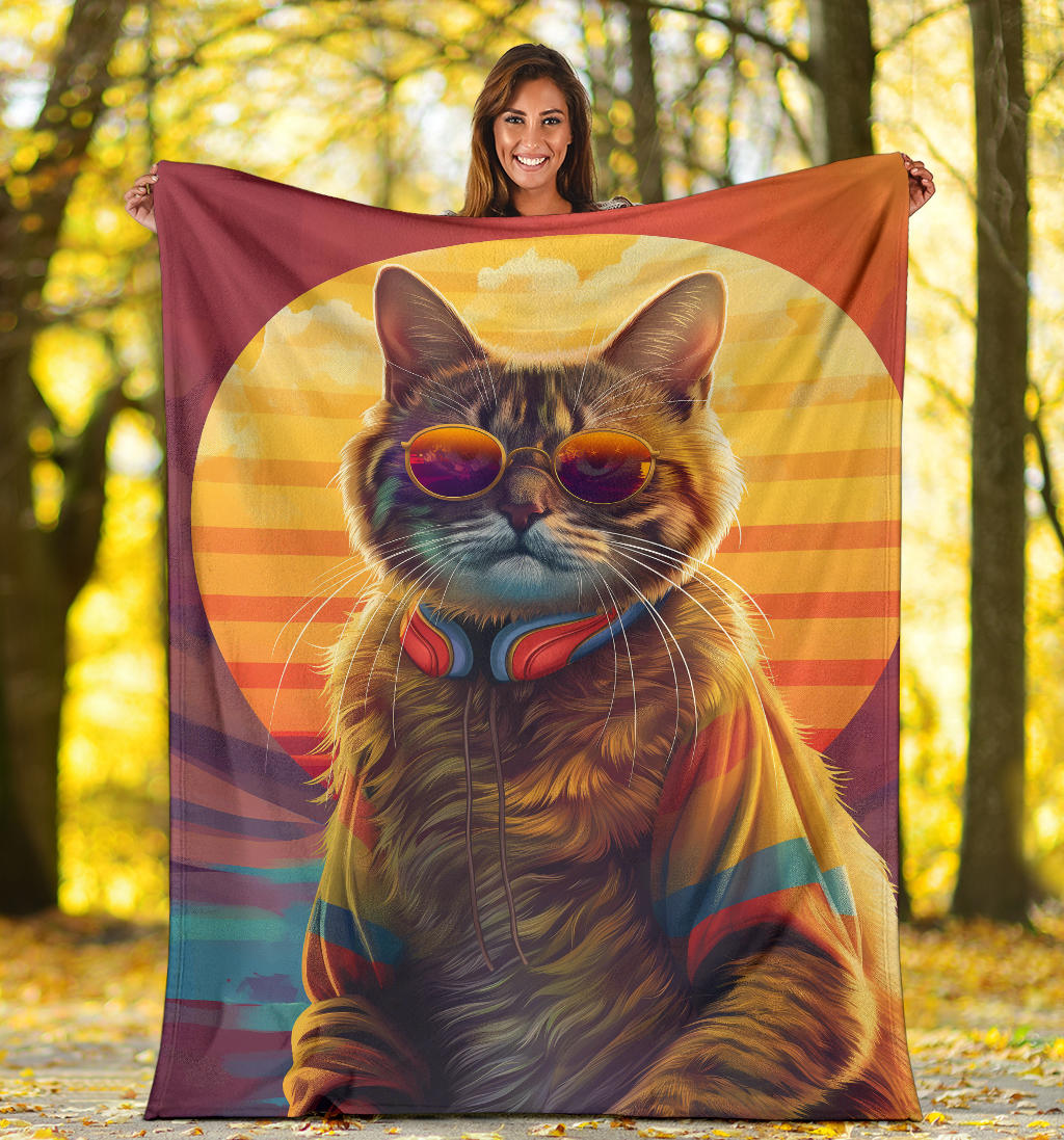 American Curl cat Blanket, Trippy Psychedelics American Curl cat Fleece Blanket, American Curl cat Throw Blanket, American Curl cat Gifts