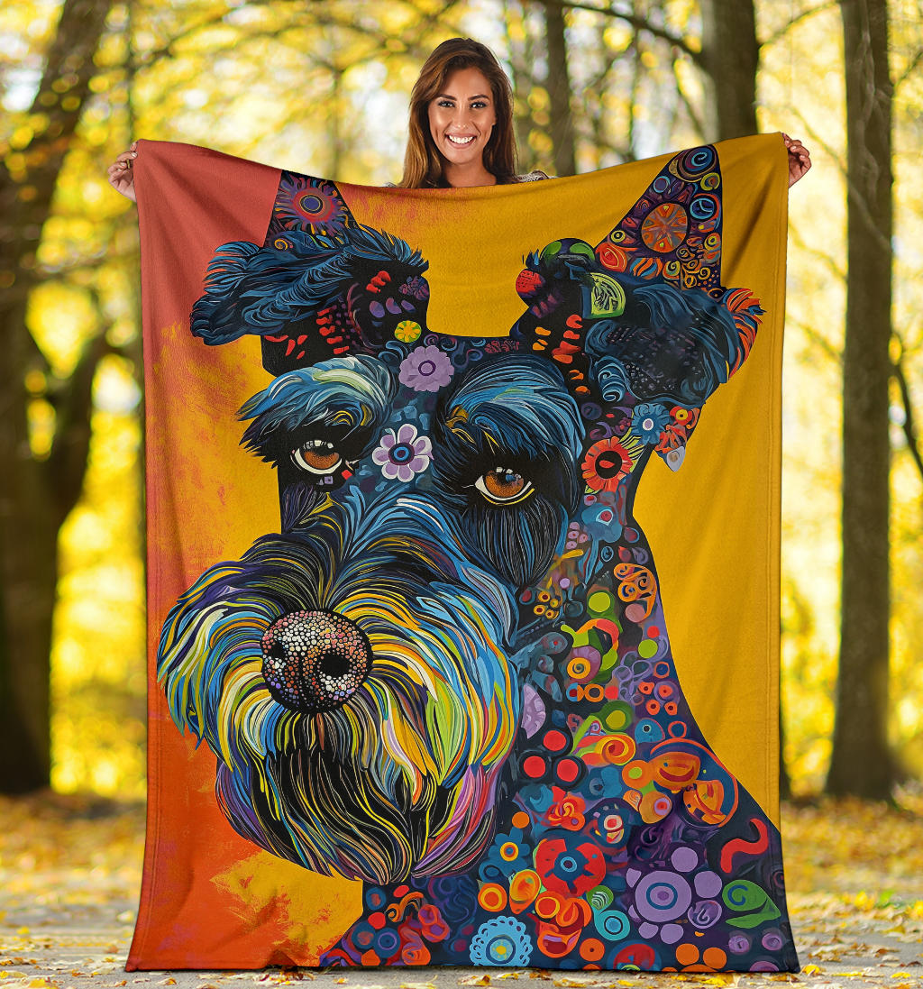 Kerry Blue Terrier Blanket, Trippy Psychedelics Kerry Blue Terrier Fleece Blanket, Kerry Blue Terrier Throw Blanket, Kerry Blue Terrier Gifts