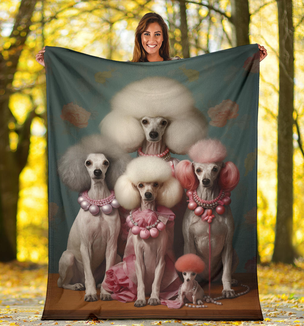 Poodle Family Blanket, Poodle Gifts, Poodle Fleece Blanket, Poodle Throw Blanket