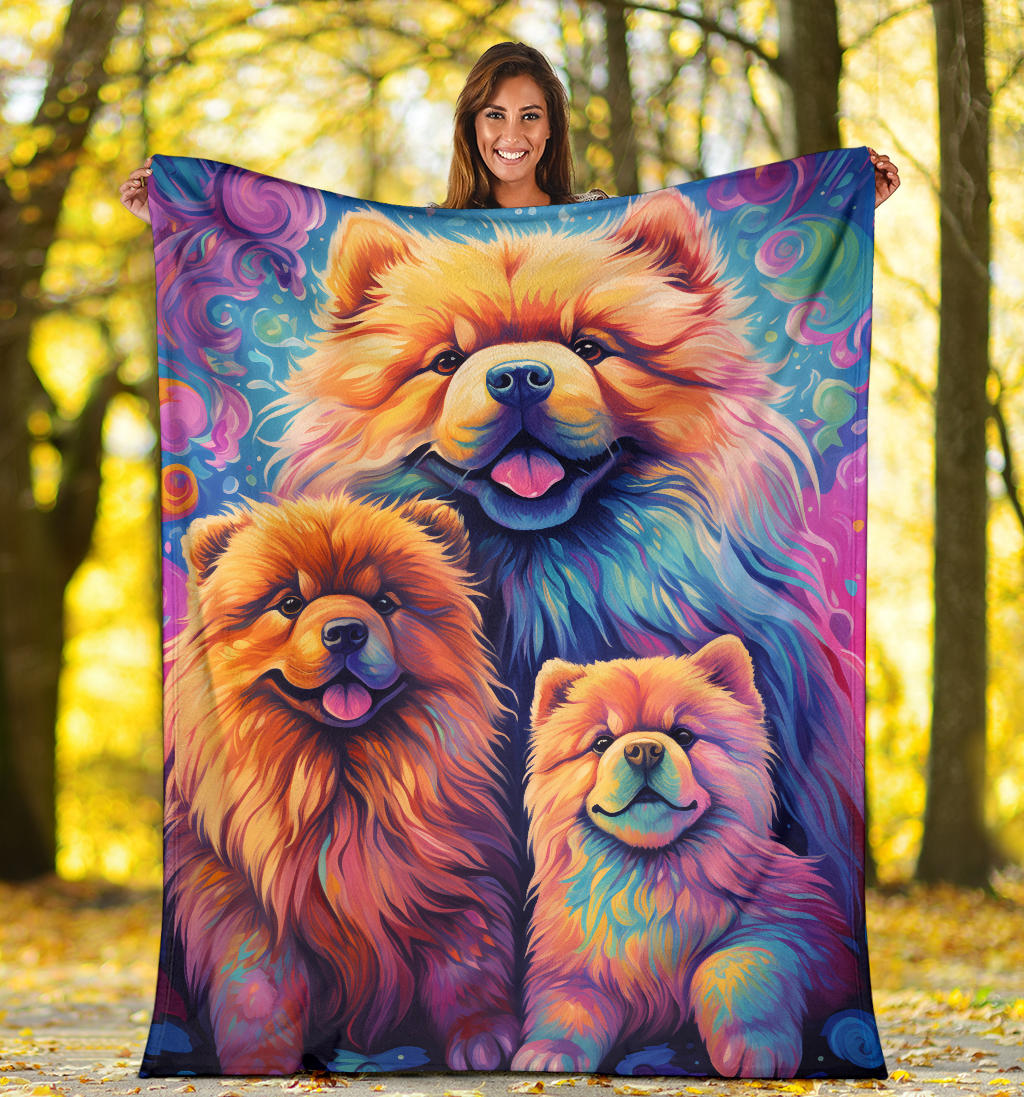 Chow Chow Blanket, Trippy Psychedelics Chow Chow Fleece Blanket, Chow Chow Throw Blanket, Chow Chow Gifts