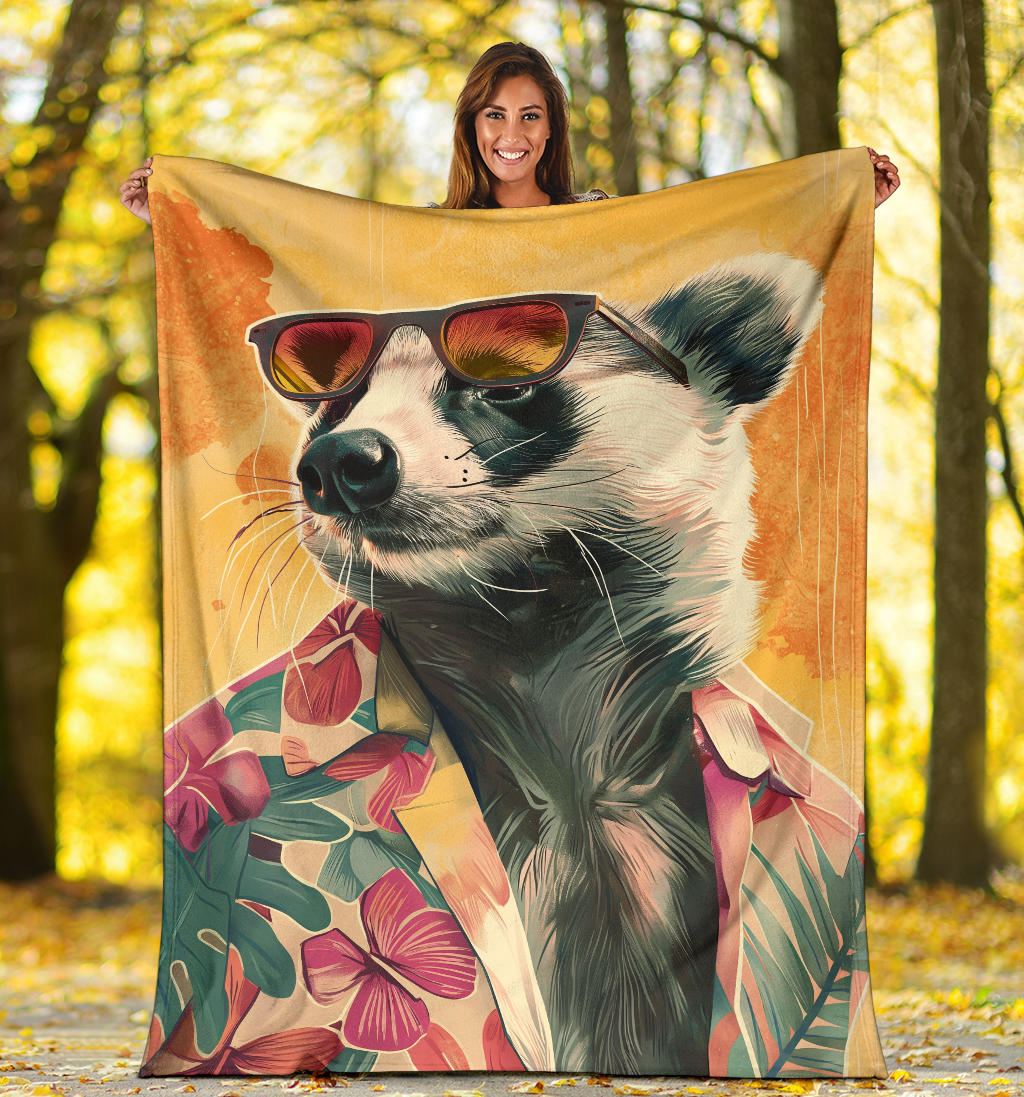 Badger Blanket, Trippy Psychedelics Badger Fleece Blanket, Badger Throw Blanket, Badger Gifts