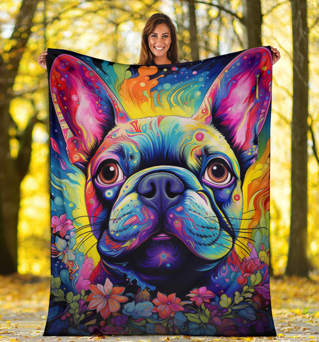 French Bulldog Blanket, French Bulldog Trippy Blanket, French Bulldog Gifts,French Bulldog Throw Blanket