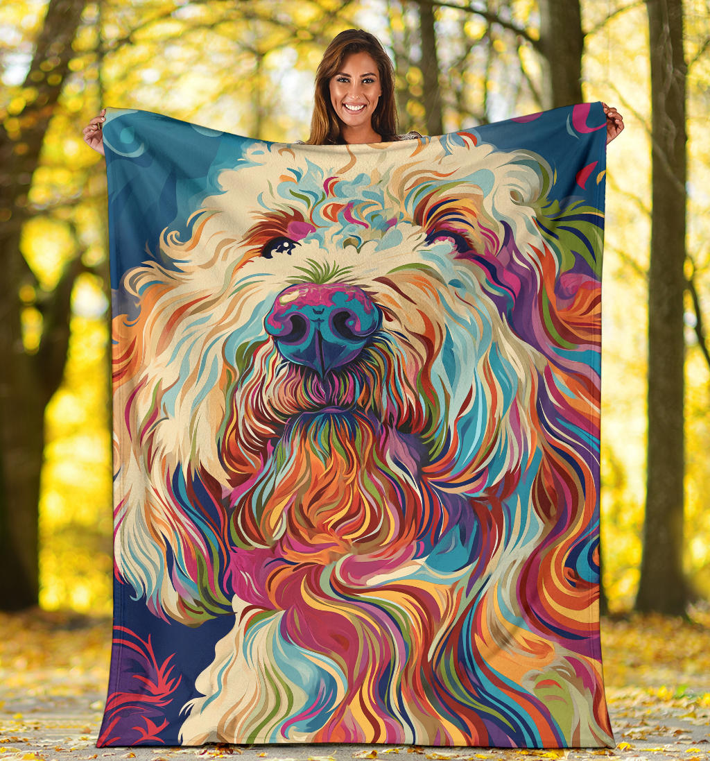 Komondor Dog Blanket, Trippy Psychedelics Komondor Dog Fleece Blanket, Komondor Dog Throw Blanket, Komondor Dog Gifts