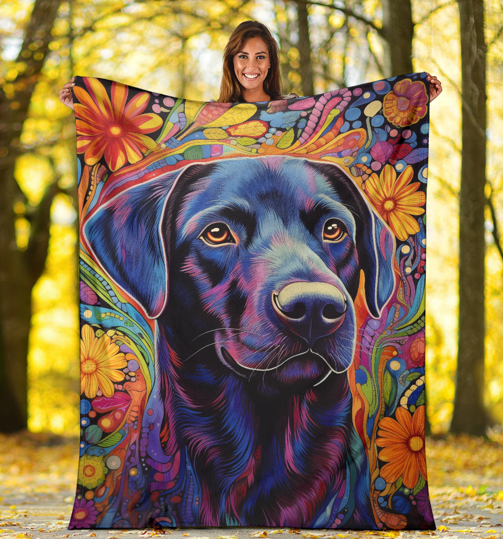 Trippy Psychedelics Labrador Retriever Blanket, Labrador Retriever Throw Blanket, Labrador Retriever Fleece Blanket, Labrador Retriever Gift