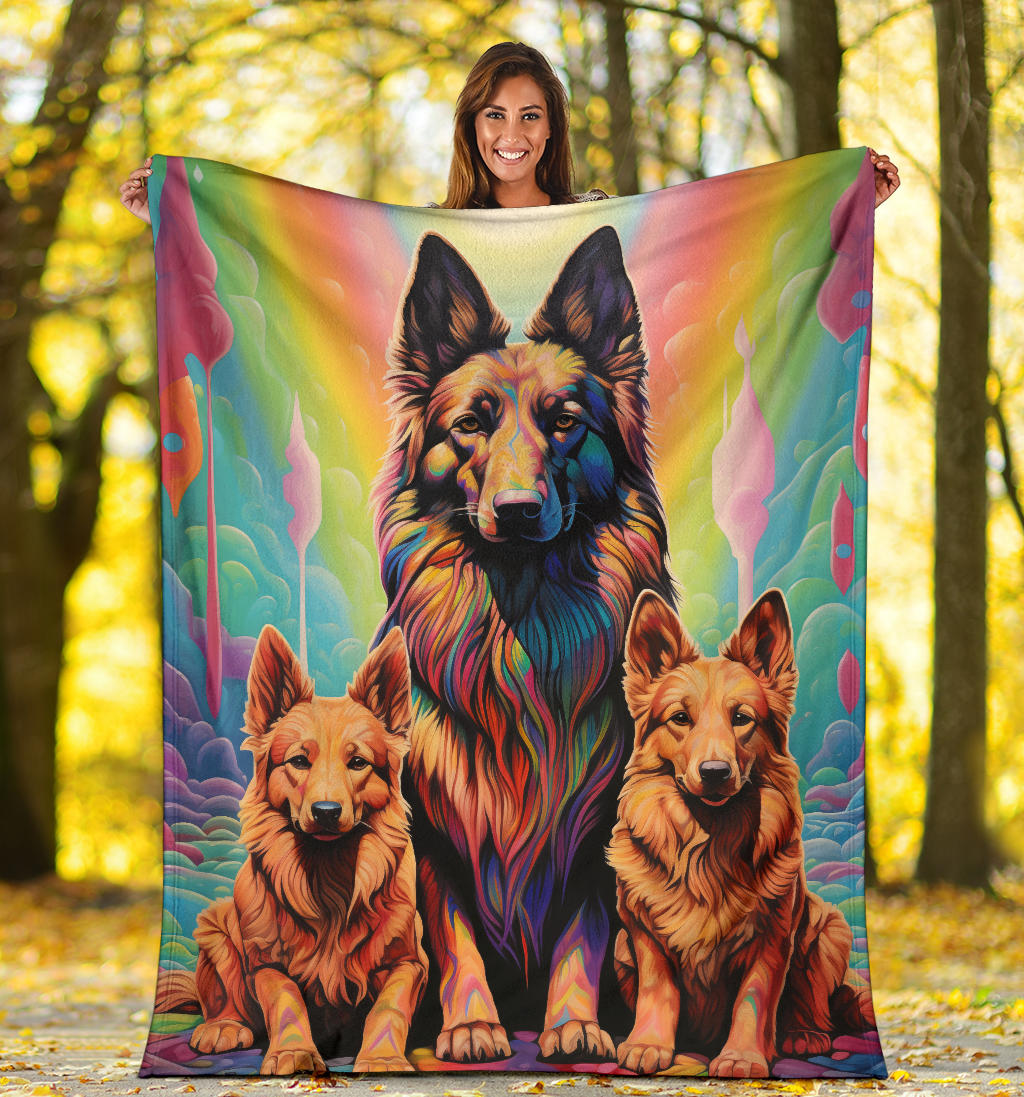 Belgian Tervuren Blanket, Trippy Psychedelics Belgian Tervuren Fleece Blanket, Belgian Tervuren Throw Blanket, Belgian Tervuren Gifts