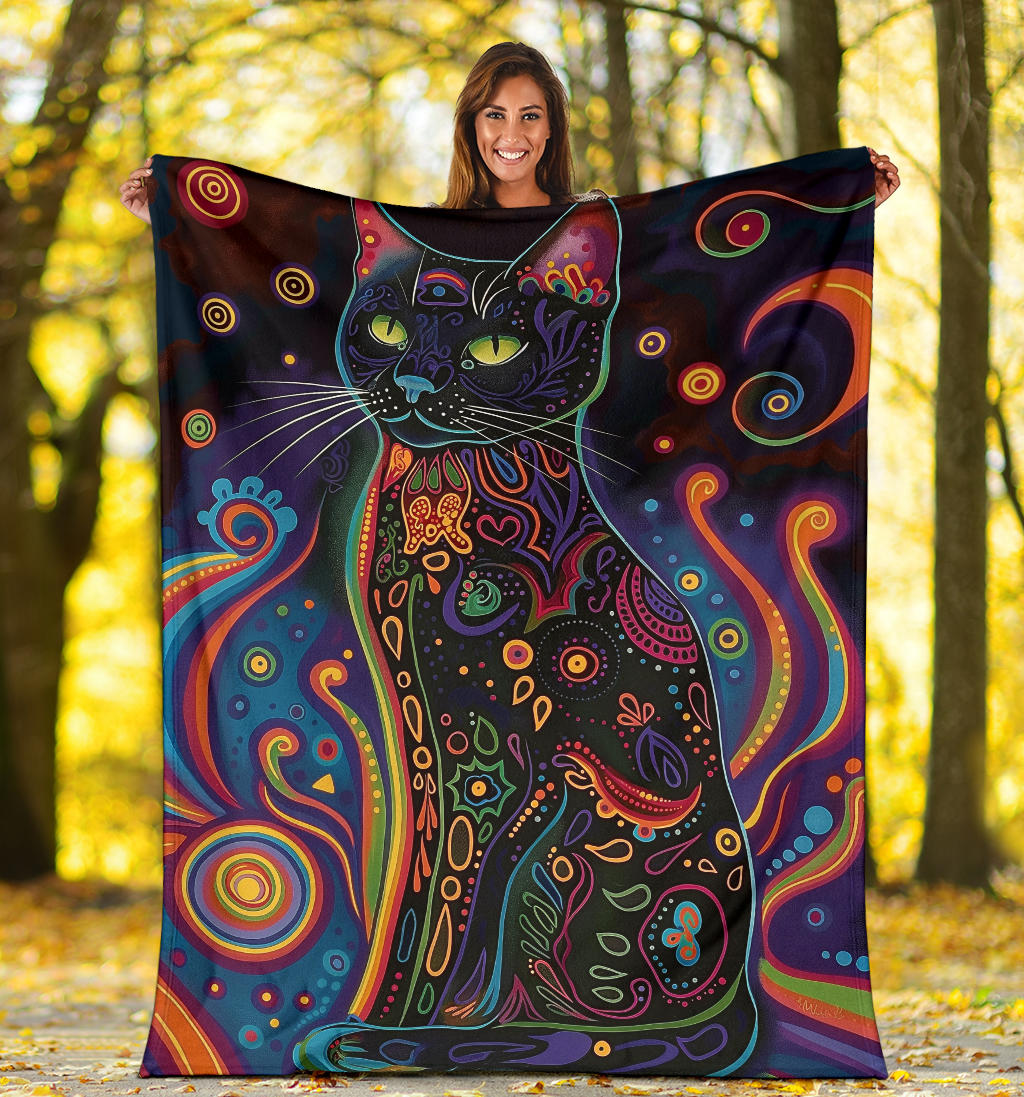 Bombay cat Blanket, Trippy Psychedelics Bombay cat Fleece Blanket, Bombay cat Throw Blanket, Bombay cat Gifts