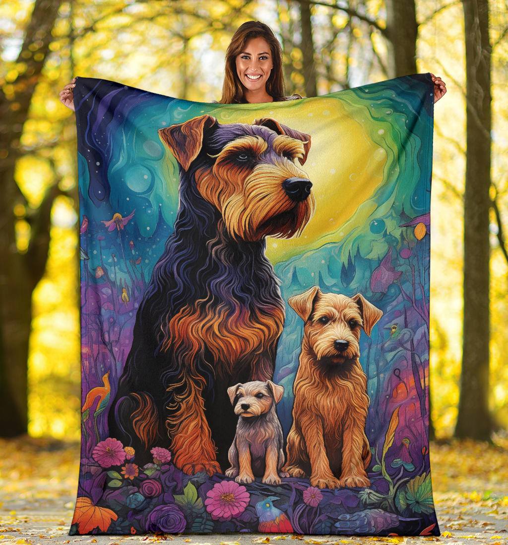 Welsh Terrier Blanket, Trippy Psychedelics Welsh Terrier Fleece Blanket, Welsh Terrier Throw Blanket, Welsh Terrier Gifts