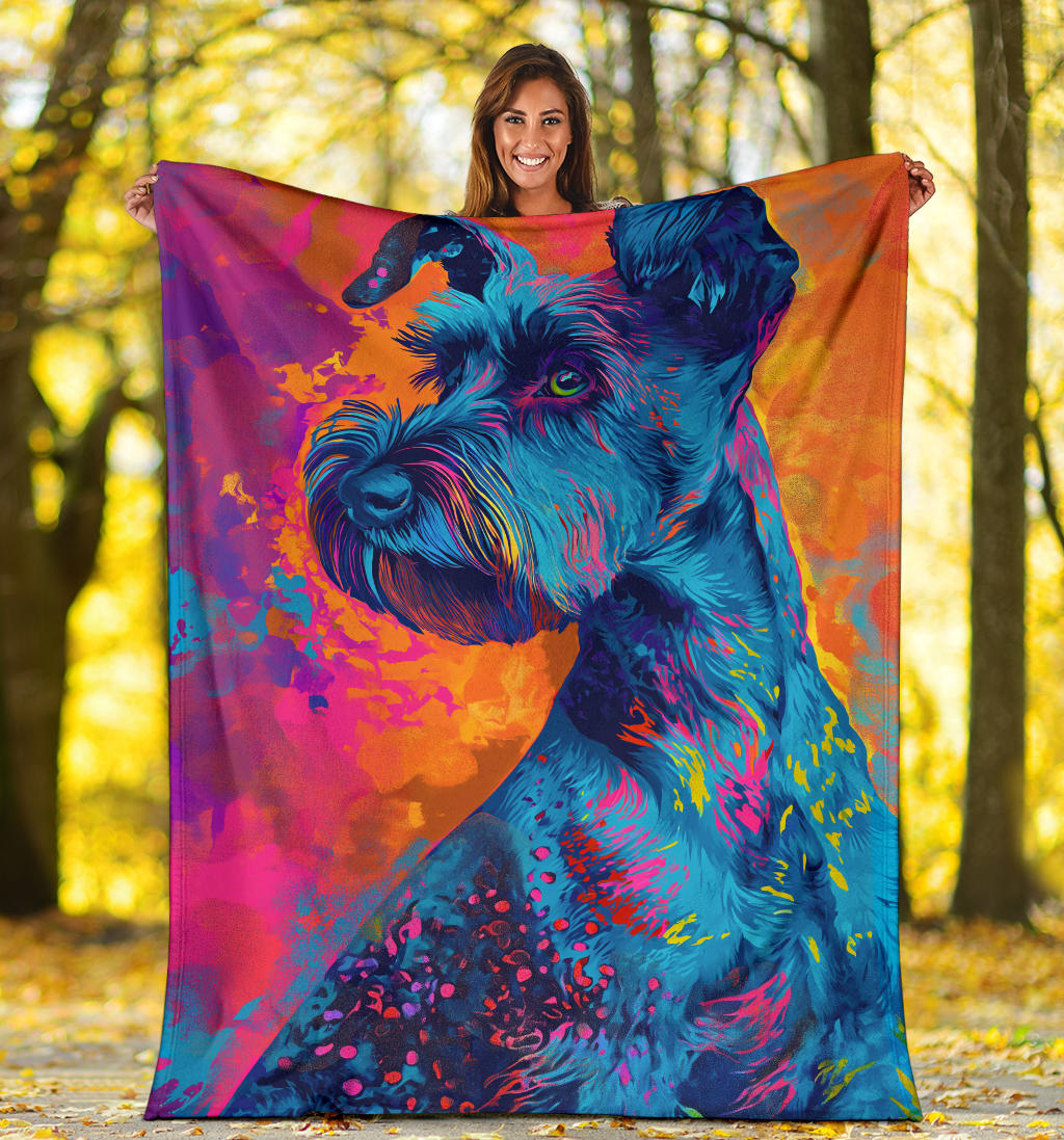 Kerry Blue Terrier Blanket, Trippy Psychedelics Kerry Blue Terrier Fleece Blanket, Kerry Blue Terrier Throw Blanket, Kerry Blue Terrier Gifts