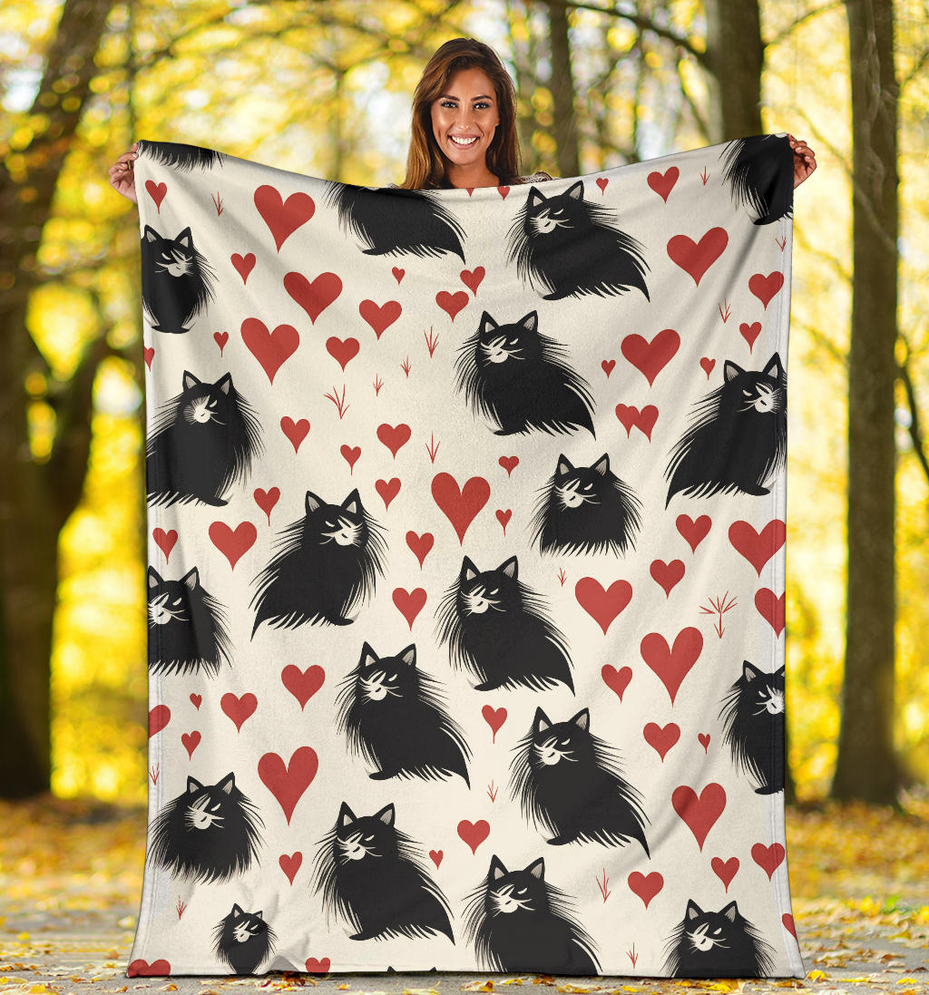 Persian Cat Hearts Blanket