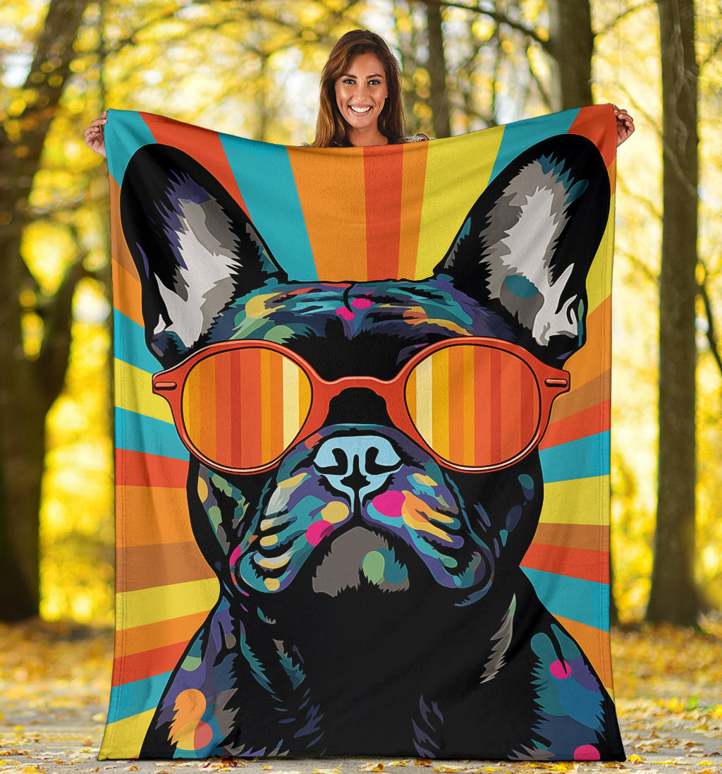 French Bulldog Blanket, Trippy Psychedelics French Bulldog Fleece Blanket, French Bulldog Throw Blanket, French Bulldog Gifts