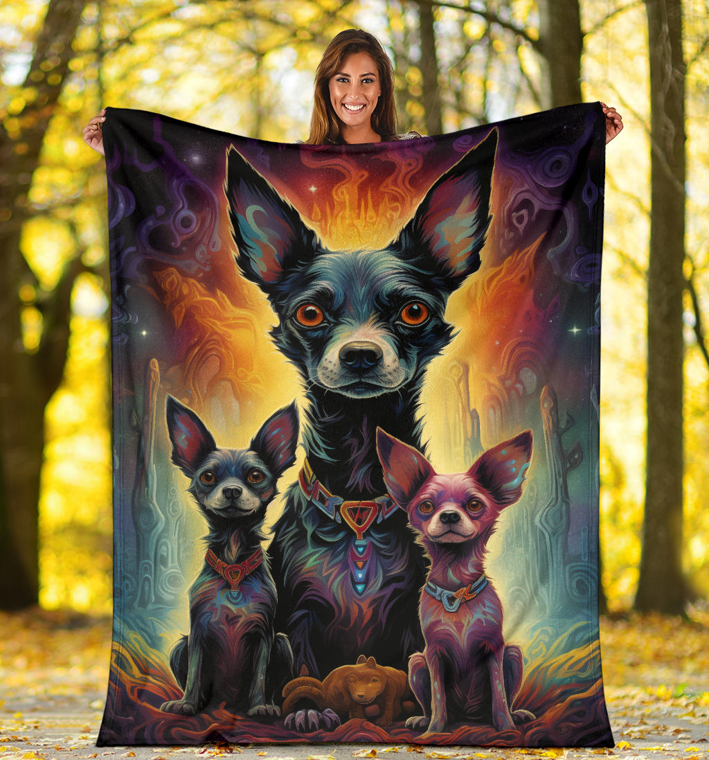 Rat Terrier Blanket, Trippy Psychedelics Rat Terrier Fleece Blanket, Rat Terrier Throw Blanket, Rat Terrier Gifts